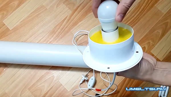 диодный светильник из ПВХ трубы
